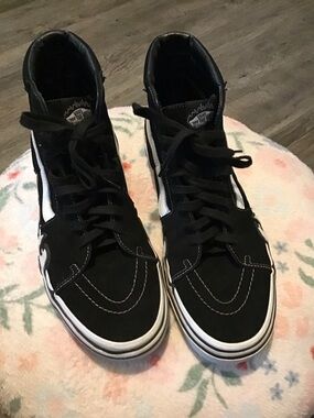 Vans Black and White High-Top Skate Sneakers